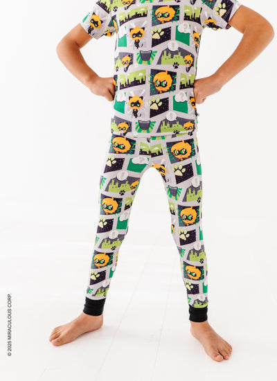 Miraculous™ Chibi 2-Piece Pajamas : CAT NOIR - SHORT SLEEVE - SHIPS WITHIN 2 WEEKS