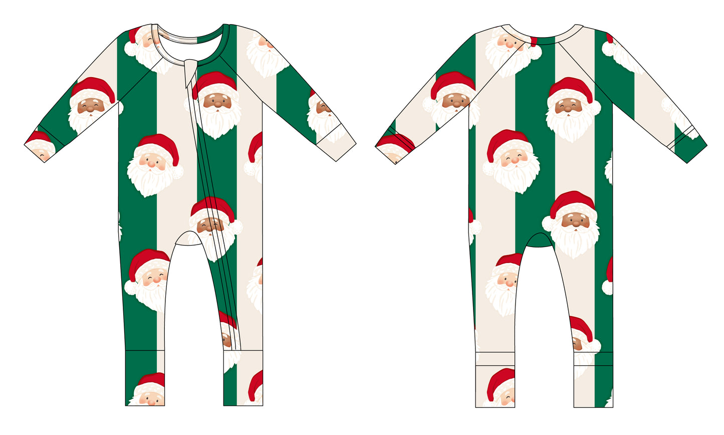 PRE-ORDER: St. Nick Stripes Ribbed Convertible Romper - GREEN