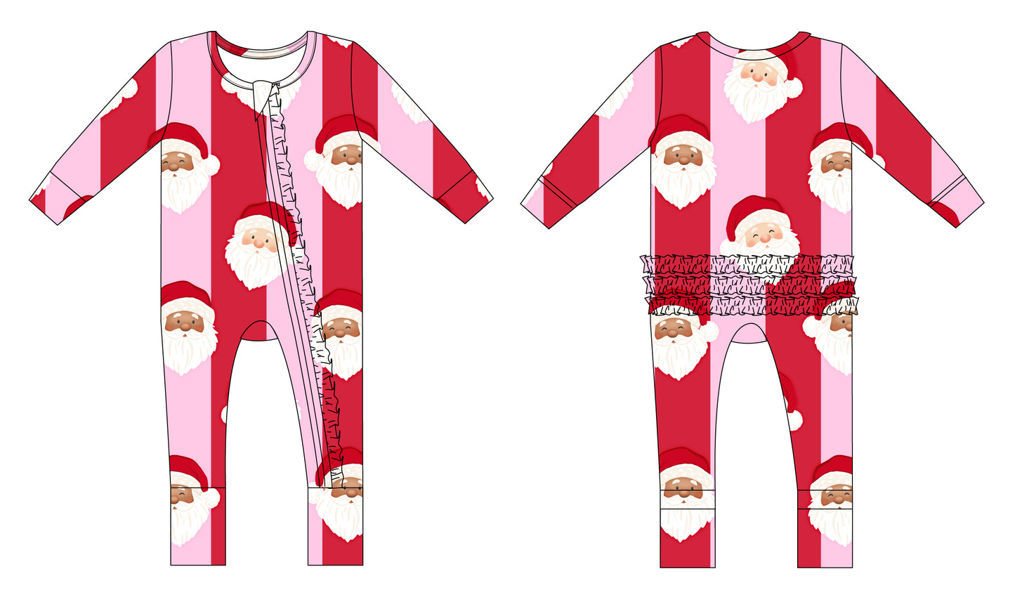 PRE-ORDER: St. Nick Stripes Ribbed Ruffle Convertible Romper-