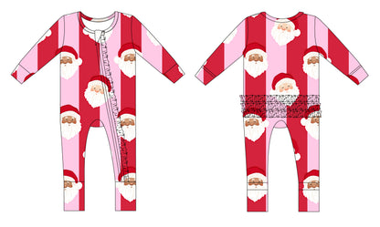 PRE-ORDER: St. Nick Stripes Ribbed Ruffle Convertible Romper-