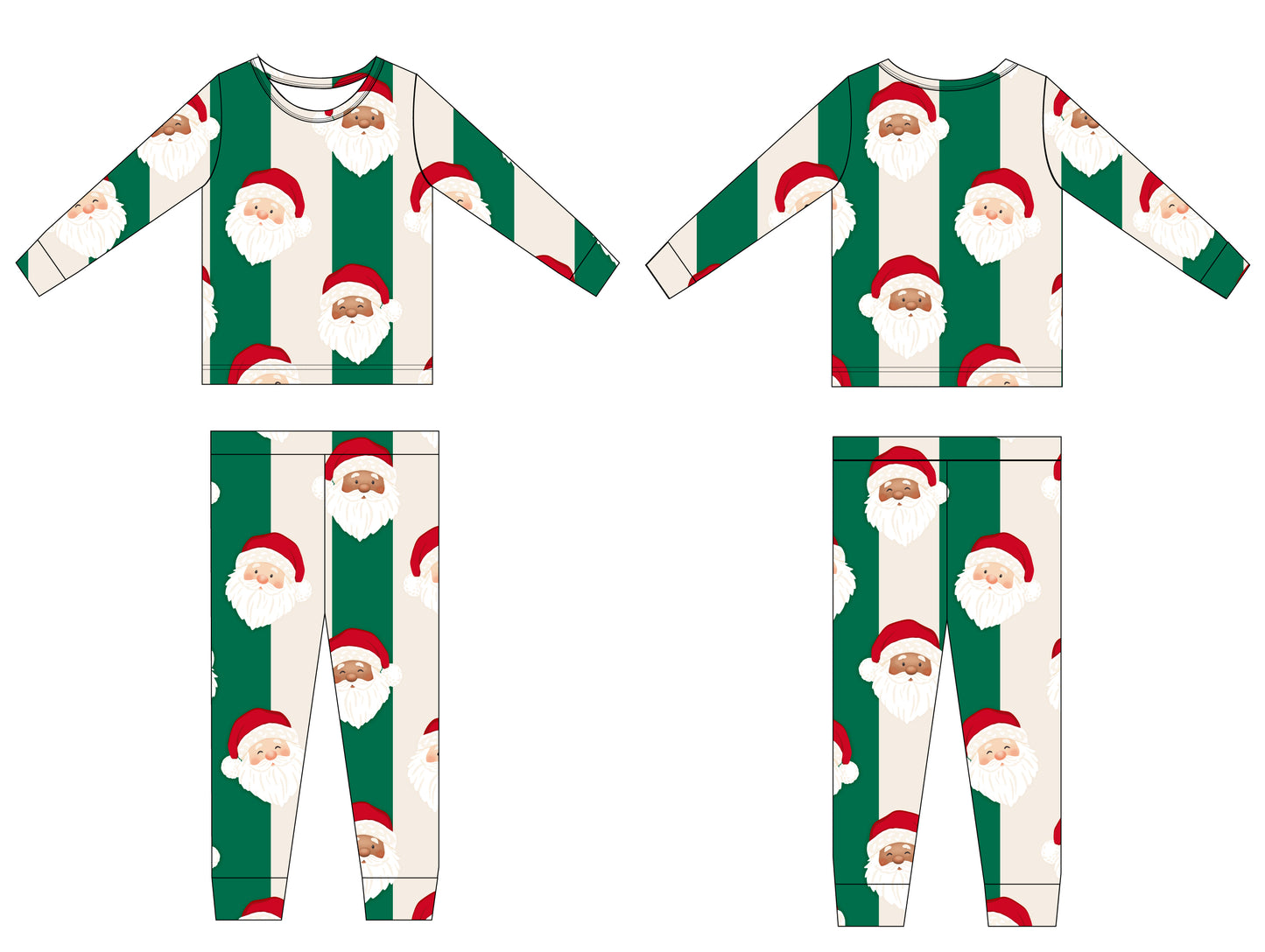 PRE-ORDER: St. Nick Stripes Ribbed Bamboo Pajama Set - GREEN