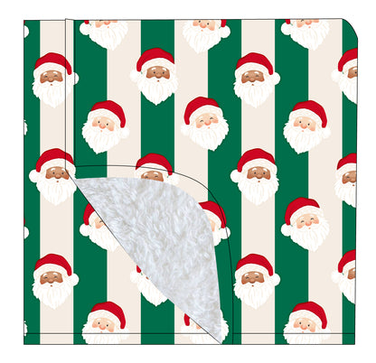 PRE-ORDER: St. Nick Stripes Ribbed Throw Blanket- GREEN