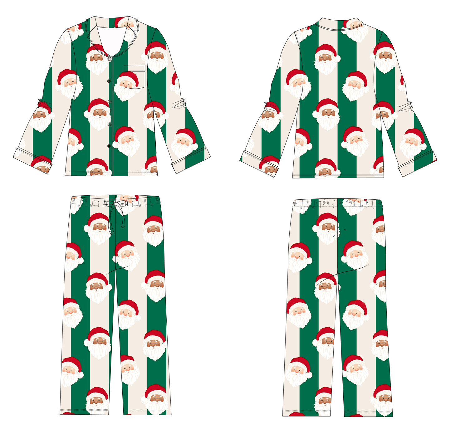 PRE-ORDER: St. Nick Stripes Ribbed Bamboo Set - GREEN