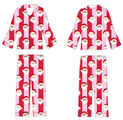 PRE-ORDER: St. Nick Stripes Ribbed Women's Lounge Set - RED