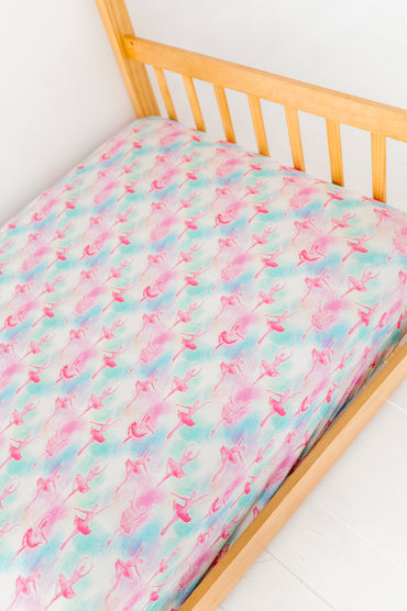 Bamboo twin sheets featuring watercolor ballerina print 