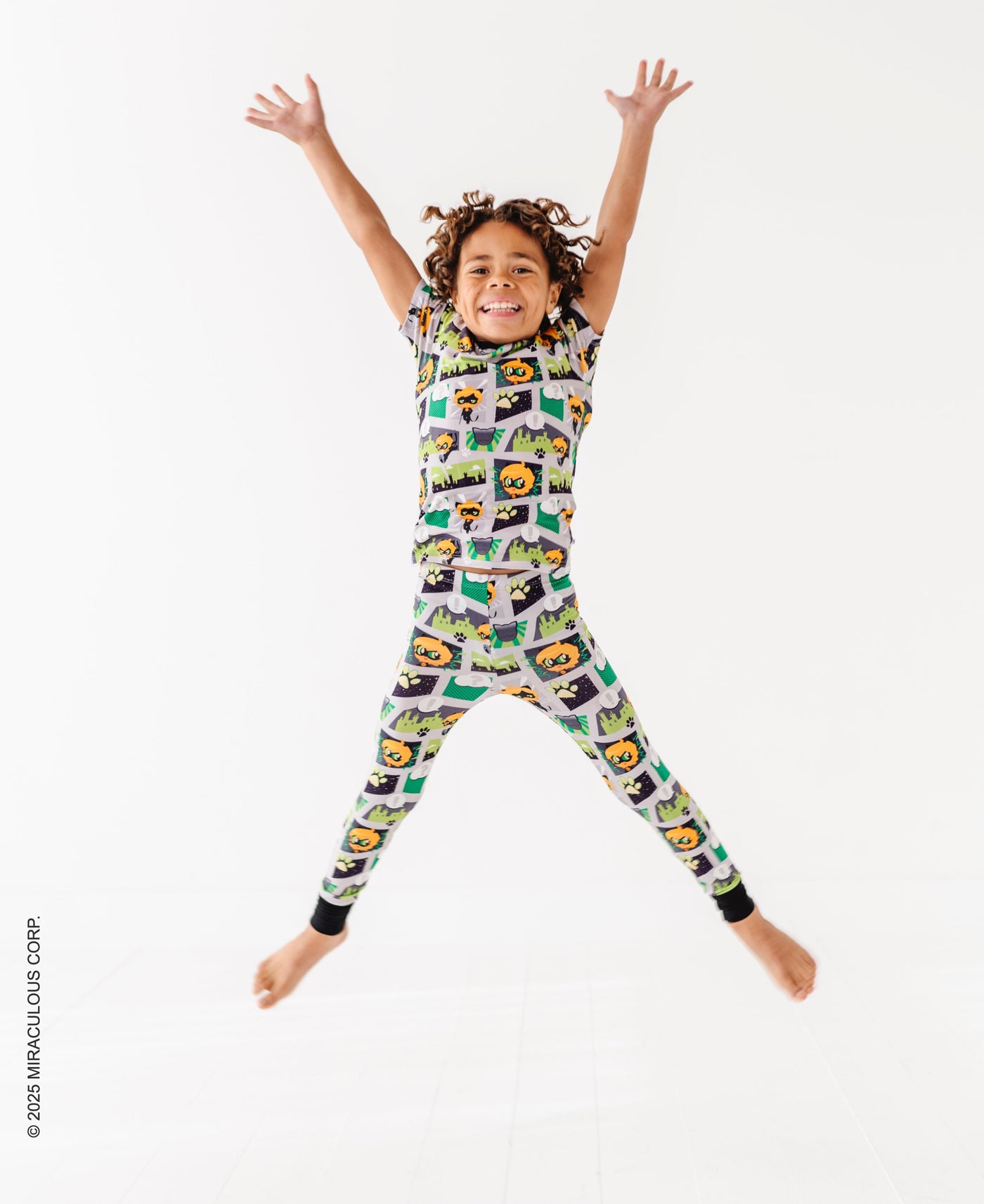 Miraculous™ Chibi 2-Piece Pajamas : CAT NOIR - SHORT SLEEVE - SHIPS WITHIN 2 WEEKS