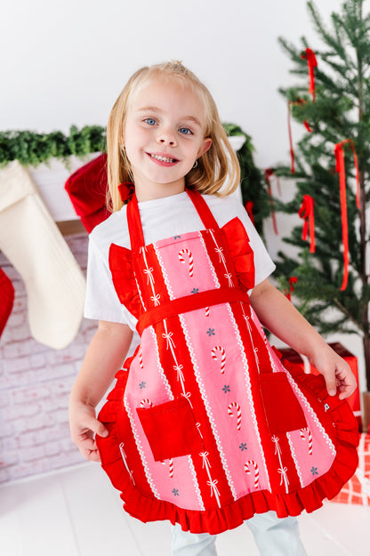 Candy Cane Stripes Ruffle Baking Apron