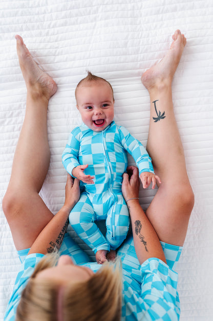Blue Checker Convertible Romper
