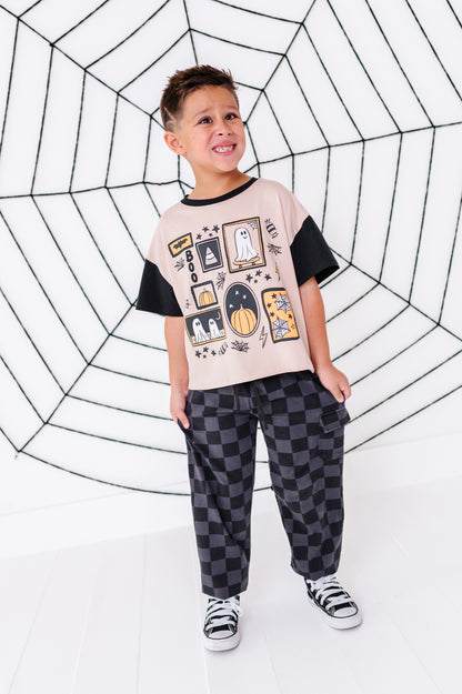 Distressed Checker Cargo Sweatpants