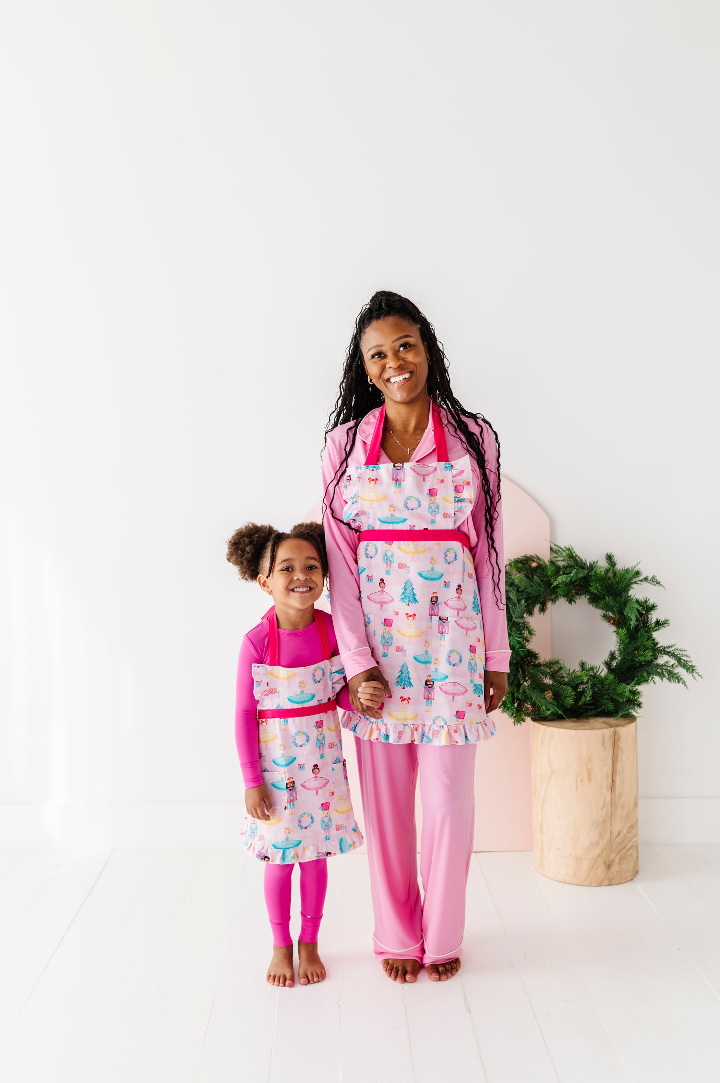 Matching mom and child Sugarplum holiday baking aprons  