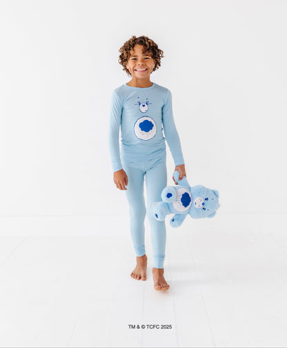 Kids bamboo pajamas inspired by Care Bears Grumpy Bear with cloud design