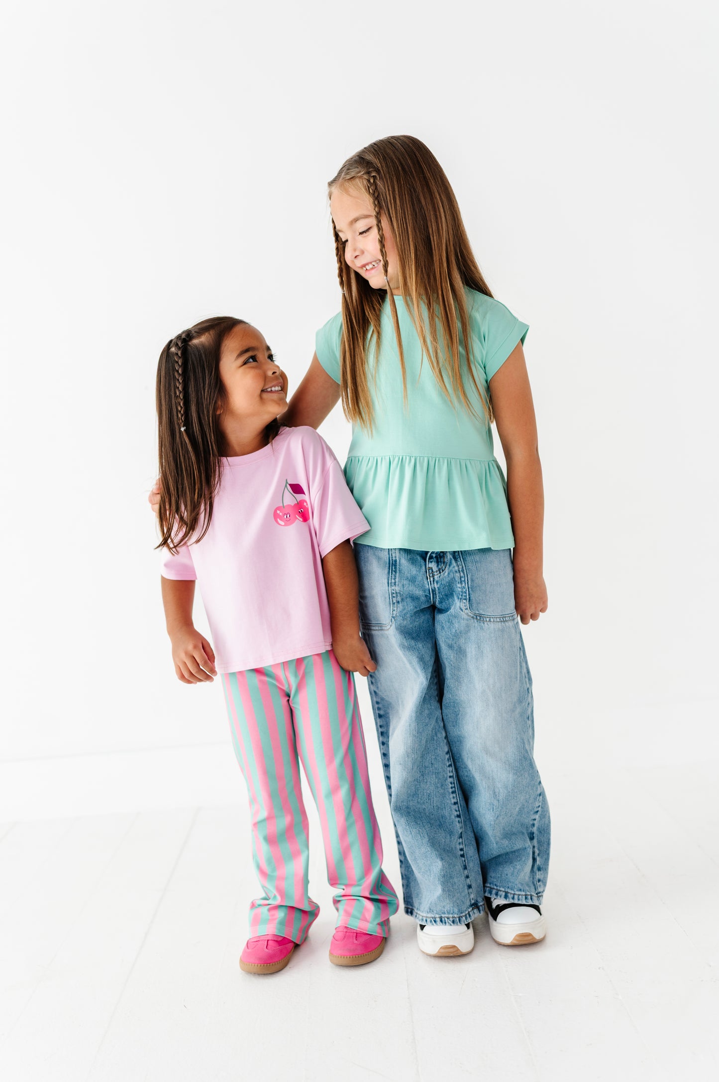 Pink/Green Bamboo/Cotton Peplum Top Set