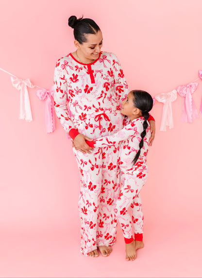 Birdie Bean women’s matching pajama set styled for Valentine’s season