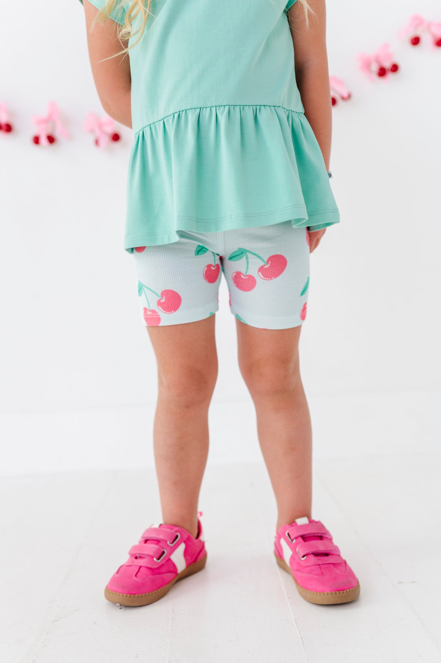 Cherry/Stripes Biker Short Set
