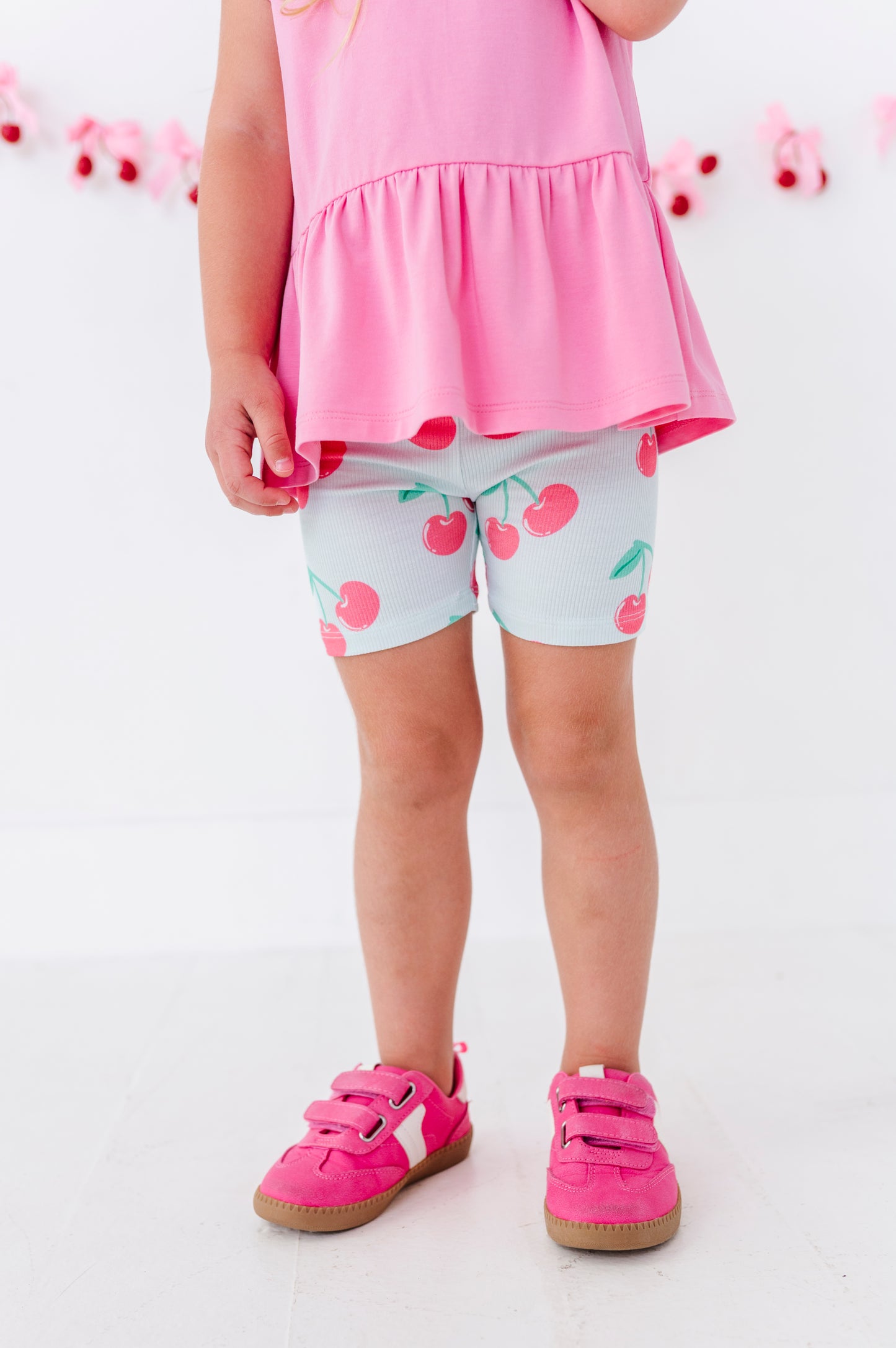 Cherry/Stripes Biker Short Set