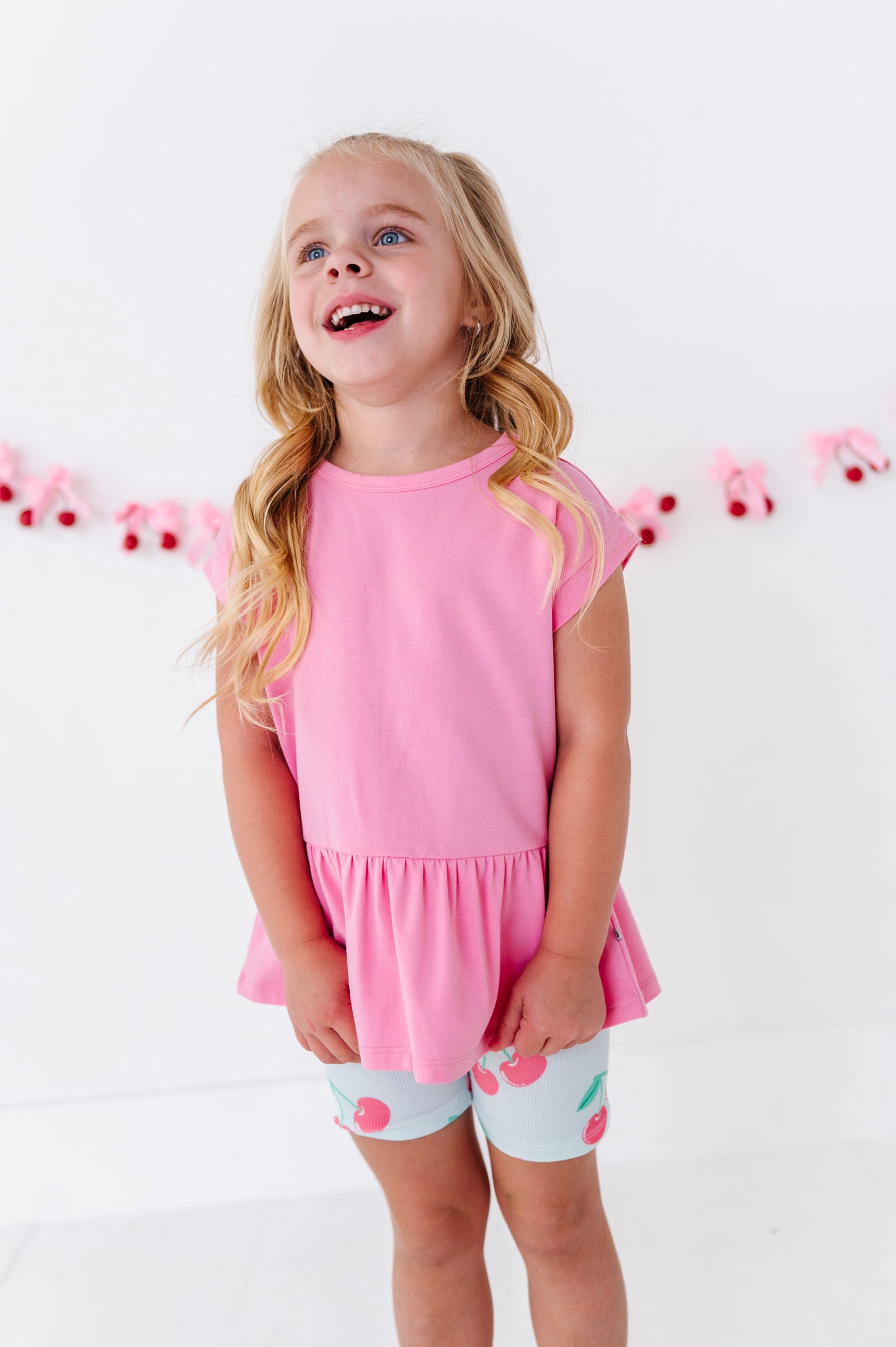 Pink/Green Bamboo/Cotton Peplum Top Set