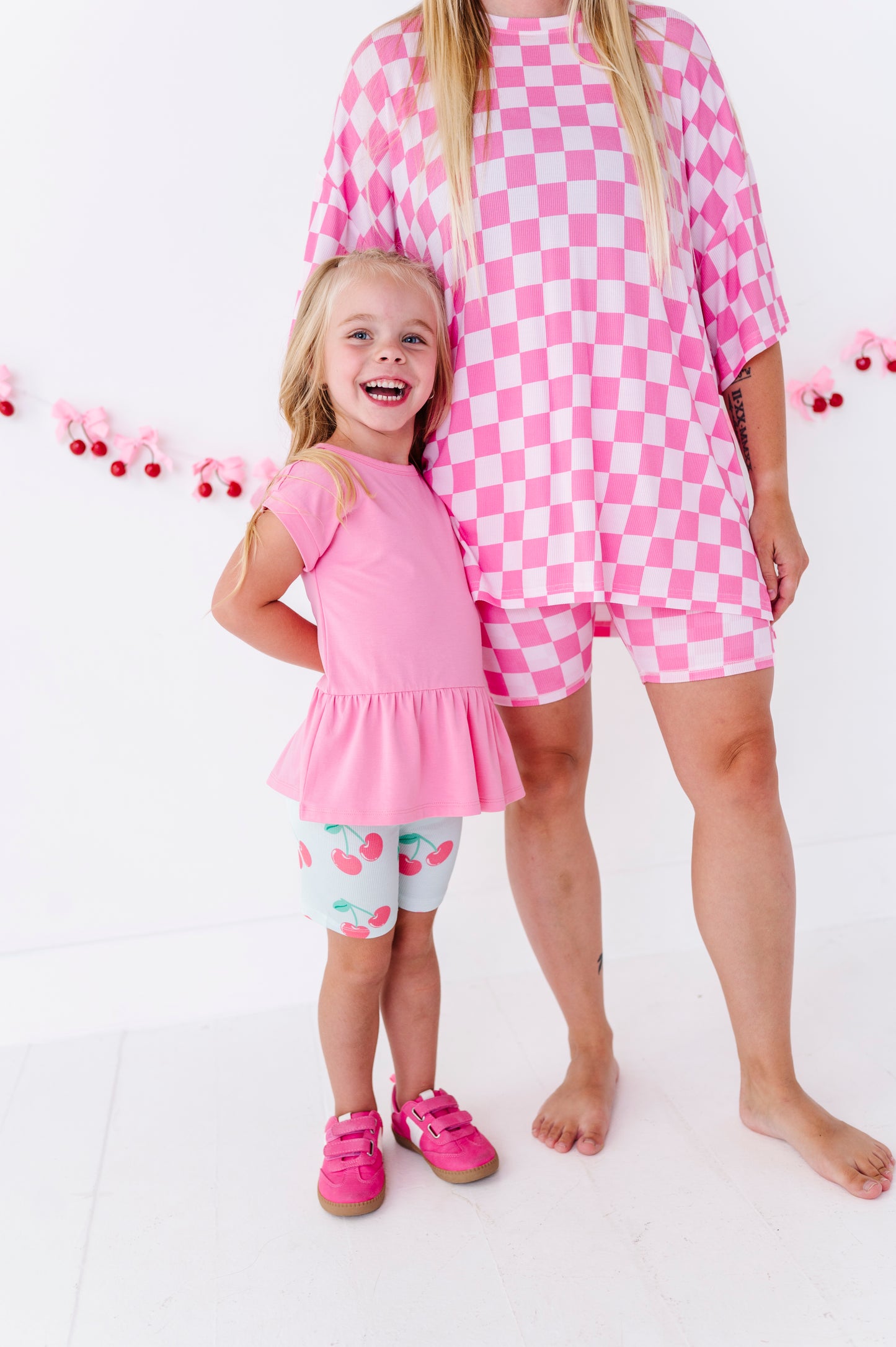 Cherry/Stripes Biker Short Set