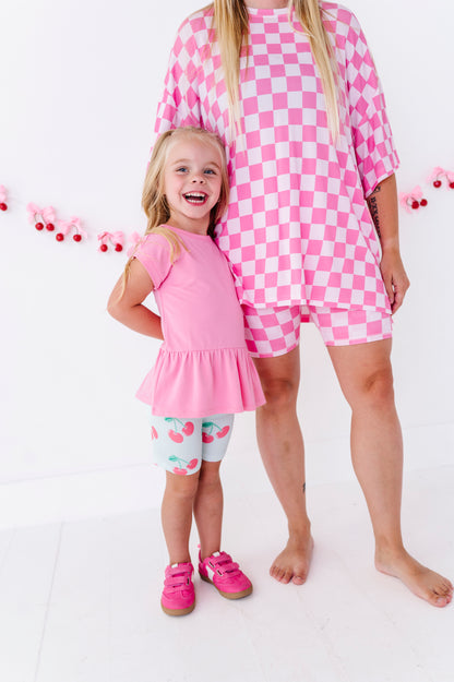 Cherry/Stripes Biker Short Set