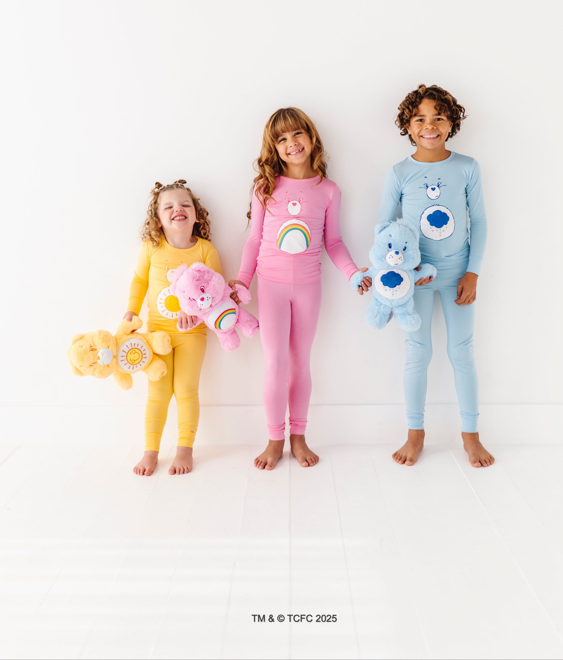 Care Bears Cheer Bear pajama set showing stretchy bamboo material and snug fit