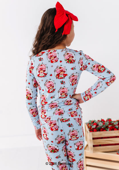 Little girl wearing officially licensed Strawberry Shortcake™ bamboo two-piece set