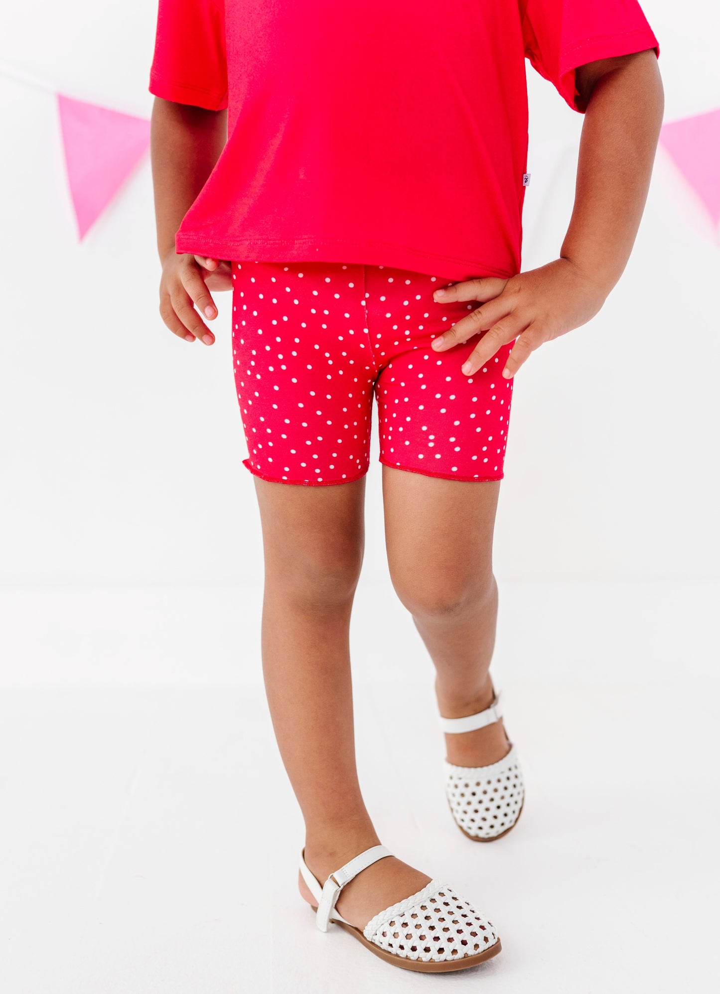 Berry Dots Lettuce Hem Biker Shorts