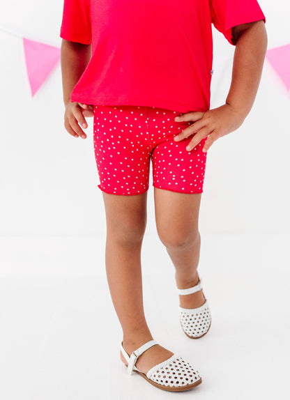 Berry Dots Lettuce Hem Biker Shorts