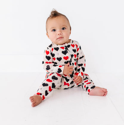 King of Hearts bamboo zip romper designed for sensitive baby skin