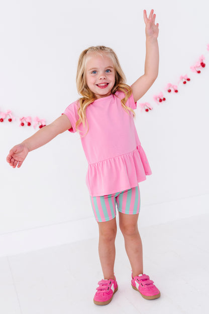 Cherry/Stripes Biker Short Set