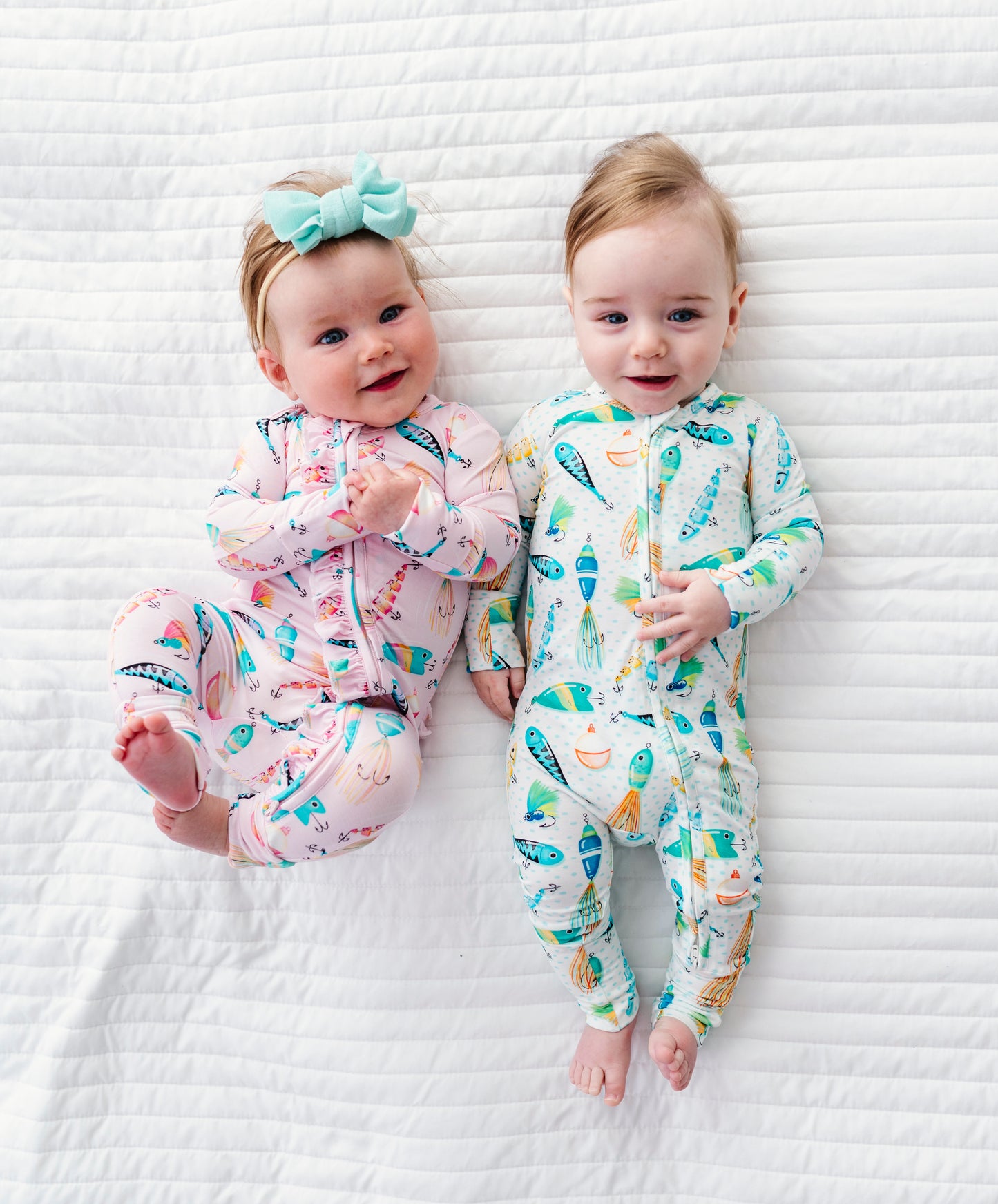 Gone Fishing Pink Ruffle Convertible Romper