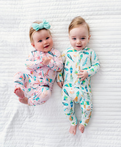 Gone Fishing Pink Ruffle Convertible Romper