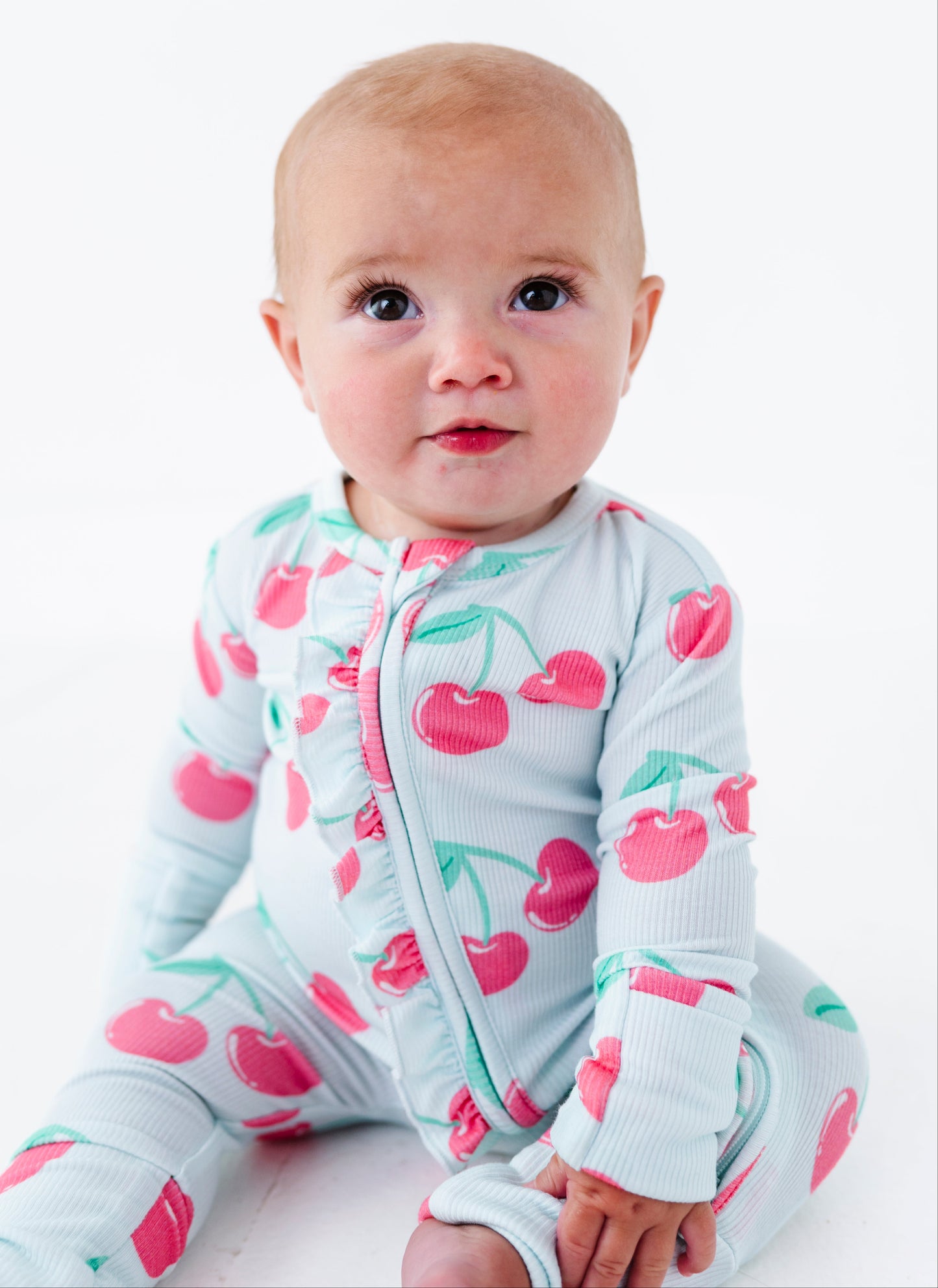 Cherry Ribbed Ruffle Convertible Romper