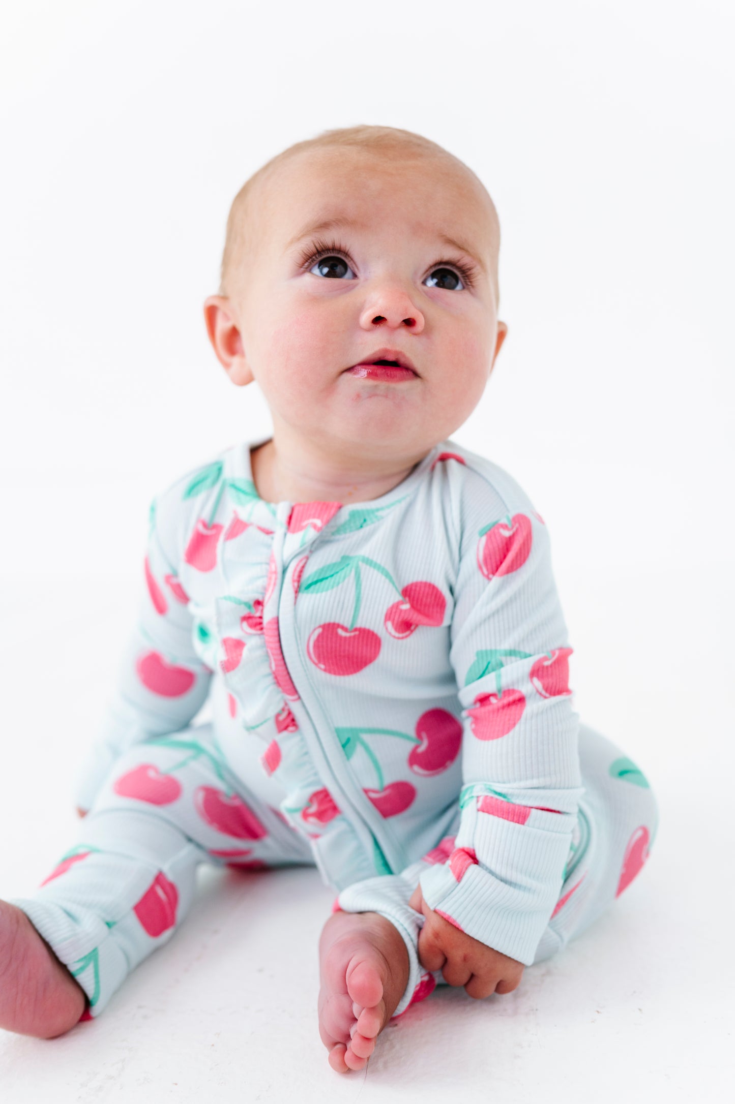 Cherry Ribbed Ruffle Convertible Romper