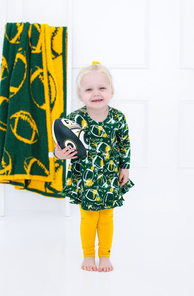 Football Blanket- GREEN/YELLOW -TODDLER