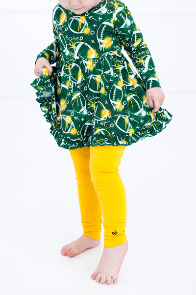 graffiti football peplum set : GREEN AND YELLOW/GOLD