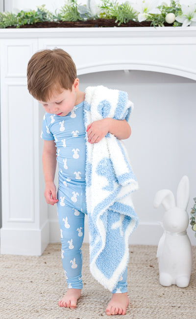 Blue Bunny Microfiber Blanket- STROLLER