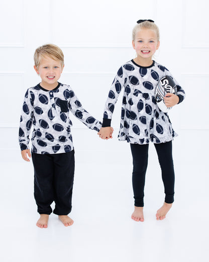 Graffiti Football Peplum Set : SILVER AND BLACK
