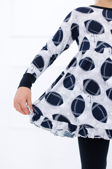 Graffiti Football Peplum Set : SILVER AND BLACK