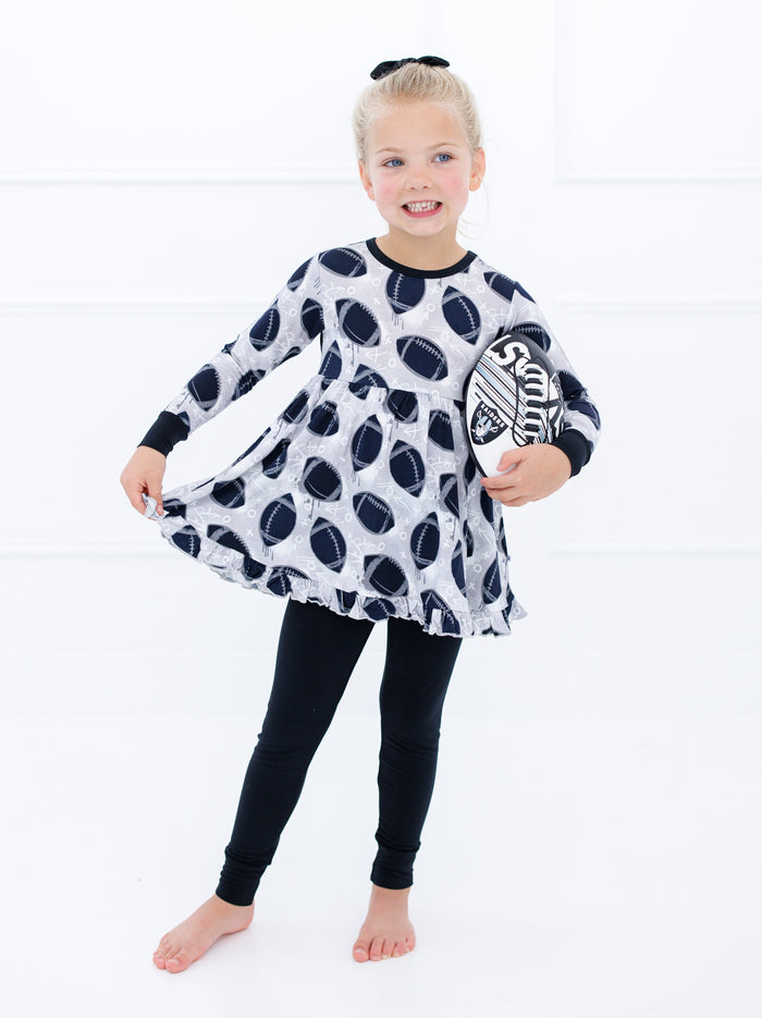 Graffiti Football Peplum Set : SILVER AND BLACK