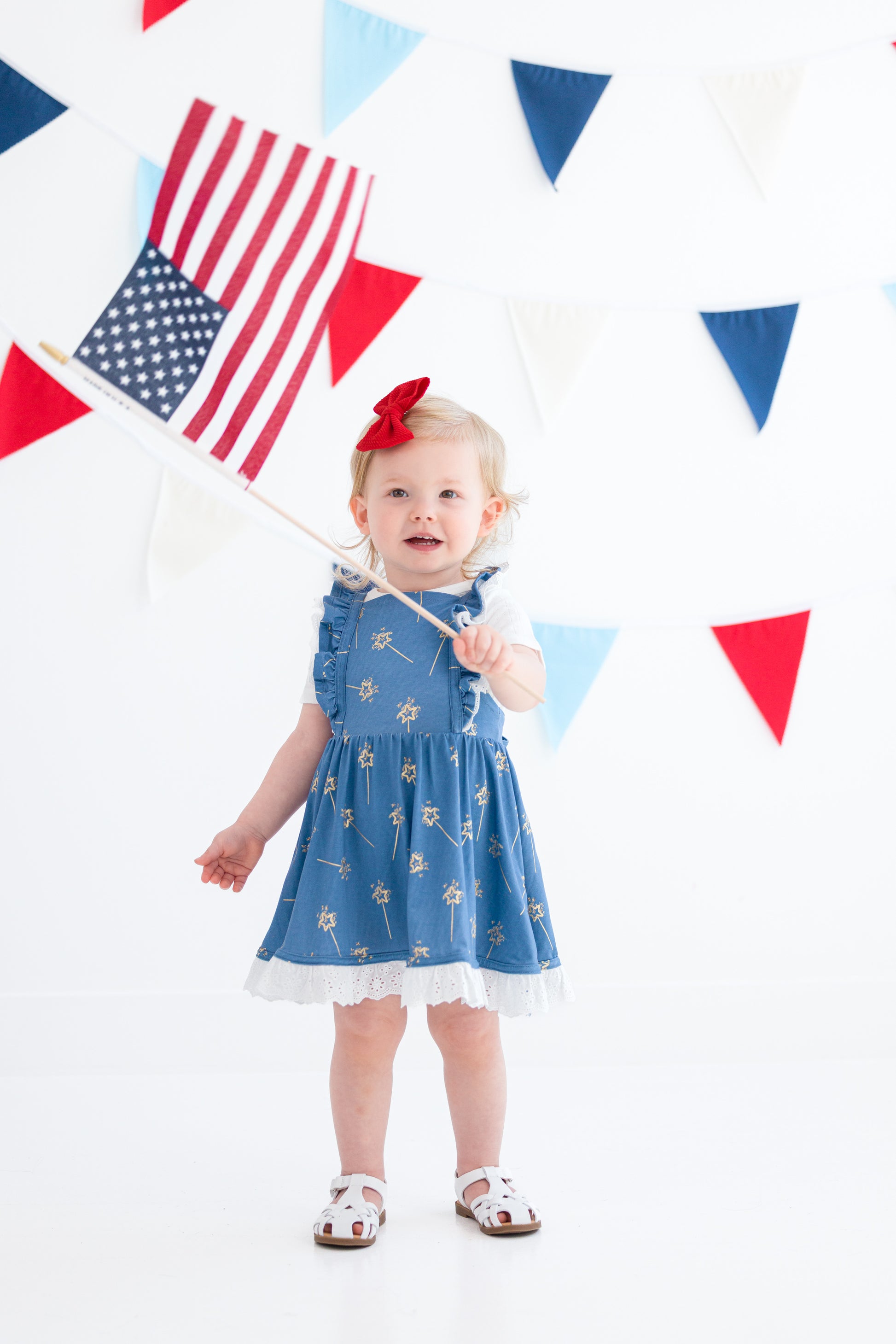 Sparkler Gold Foil Twirl Set full outfit view on toddler