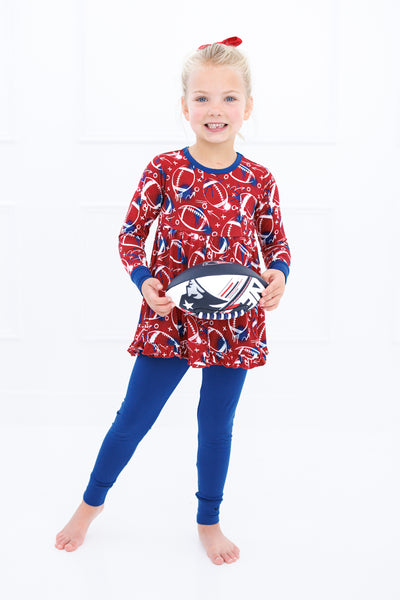 graffiti football peplum set : RED AND NAVY