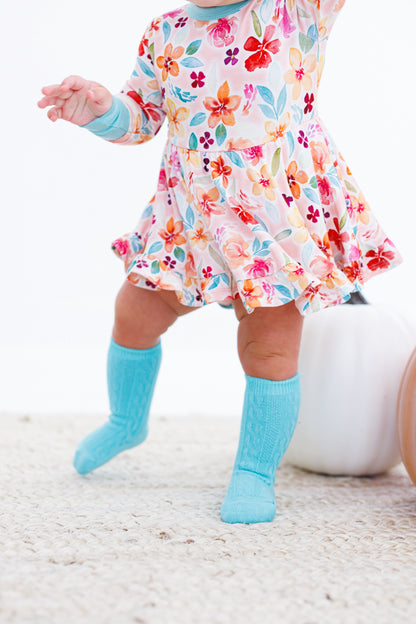 Knee-High Socks Set- MOSS AND LATTE