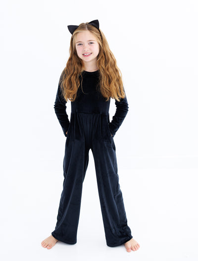 black velvet leggy jumpsuit