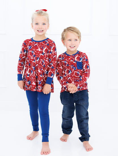 Graffiti Football Peplum Set : RED AND NAVY