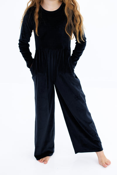 black velvet leggy jumpsuit