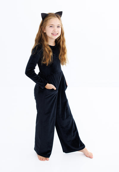 black velvet leggy jumpsuit