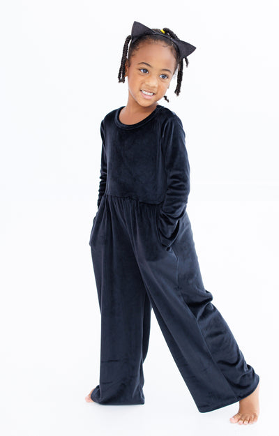 black velvet leggy jumpsuit