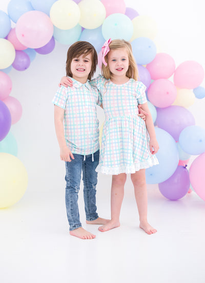 Pastel Gingham Birdie Dress