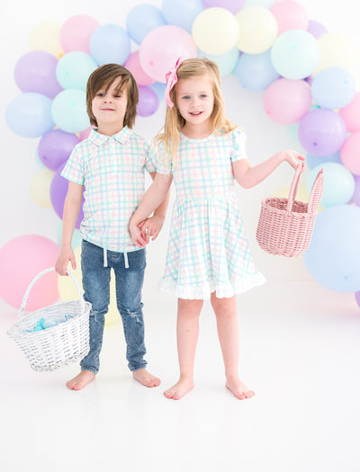 Pastel Gingham Birdie Dress