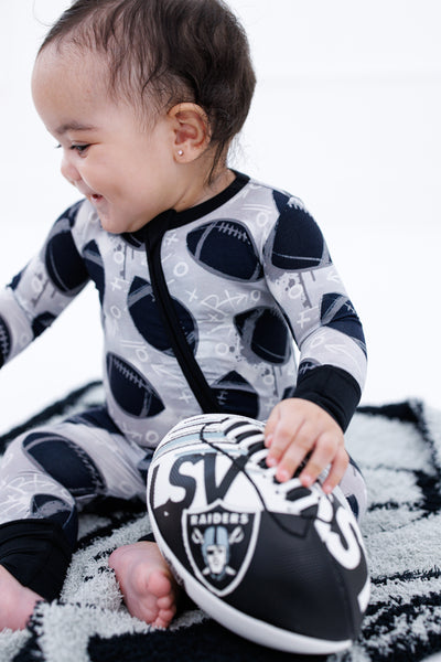 Graffiti Football Convertible Romper : SILVER AND BLACK