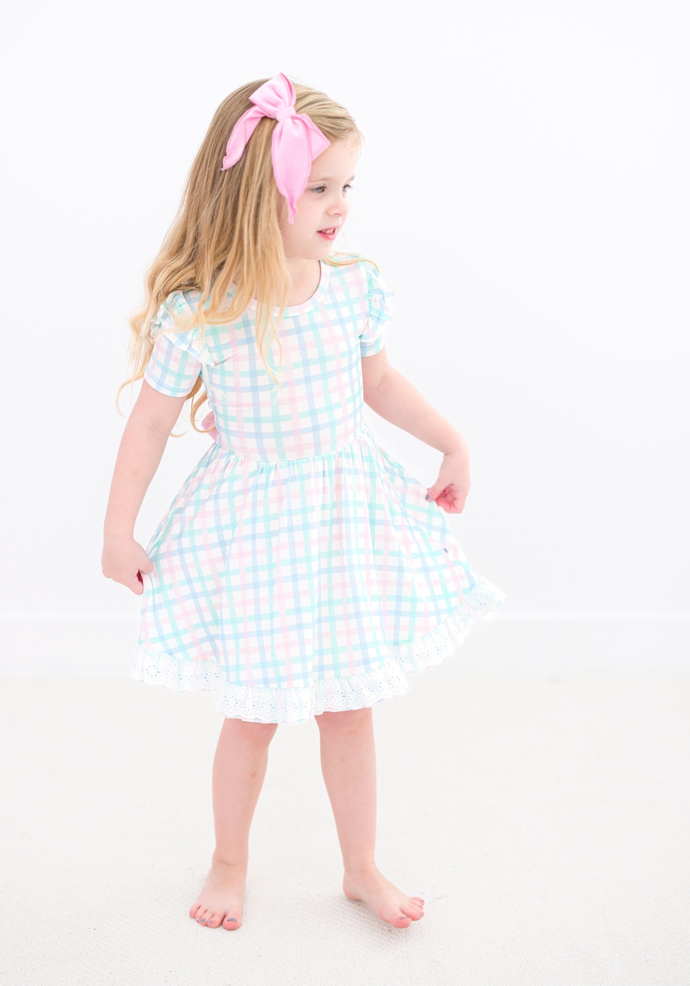 Pastel Gingham Birdie Dress